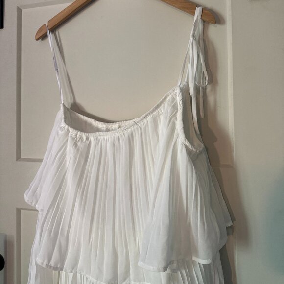 Lulus Blowing Kisses White Pleated One-Shoulder Mini Dress - XL, NWT - Picture 7 of 11
